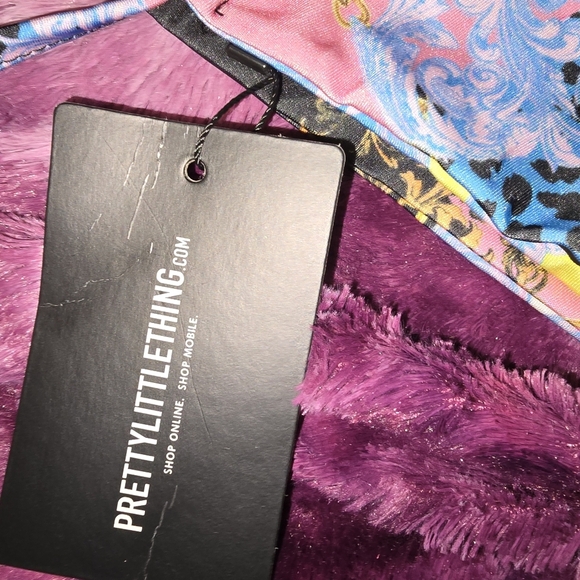 Pretty Little Thing Multi Baroque Tie Side Bikini NWT 0/10 - Picture 6 of 9